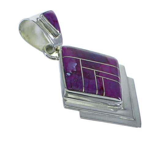 Southwestern Genuine Sterling Silver Magenta Turquoise Pendant YX67012